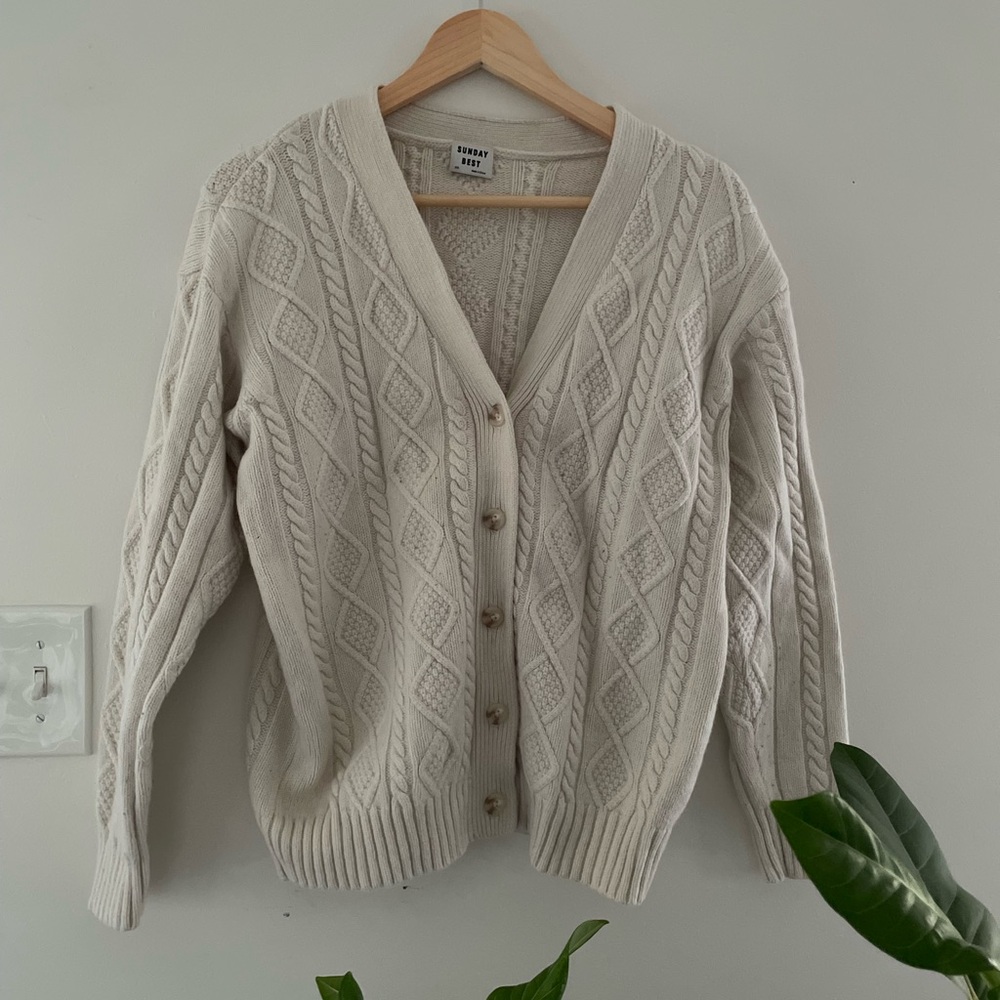 Oversized Cable Knit Cardigan Sweater
